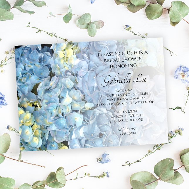 Blue Hydrangea Floral Brautparty Einladung (Von Creator hochgeladen)
