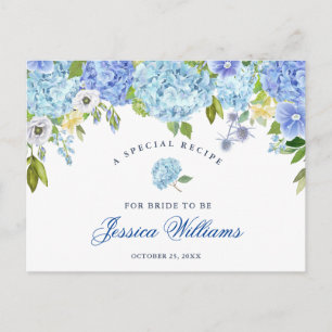 Blue Hydrangea Floral Brautparty Rezept Card Postkarte