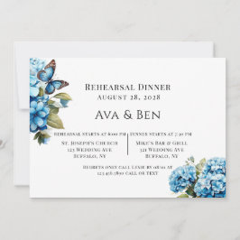 Blue Hydrangea Floral Butterfly Probe Abendessen Einladung