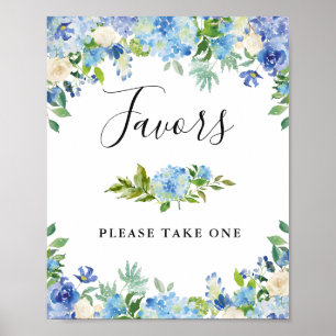 Blue Hydrangea Floral Gastgeschenk Hochzeit Zeiche Poster