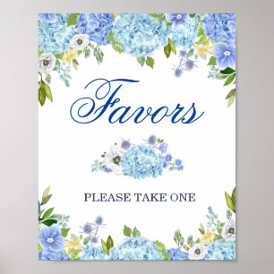 Blue Hydrangea Floral Gastgeschenk Hochzeit Zeiche Poster