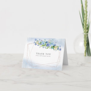 Blue Hydrangea floral Gold Rahmen Danke Karte