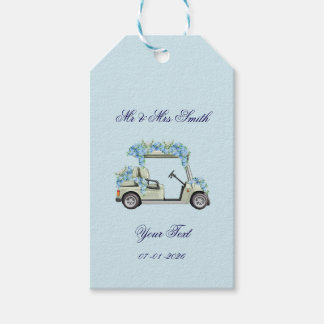 Blue Hydrangea Floral Golf Cart Wedding Favor Tags Geschenkanhänger