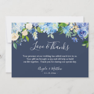 Blue Hydrangea Floral Hand Letter Vielen Dank Dankeskarte
