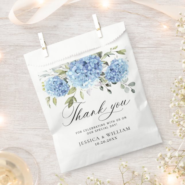 Blue Hydrangea Floral Liebe und Dank Hochzeit Geschenktütchen (Ausgeschnitten)