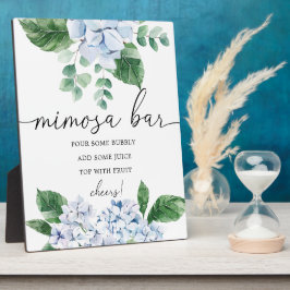 Blue Hydrangea Floral Mimosa Bar Sign Fotoplatte