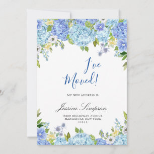 Blue Hydrangea Floral Moving Announcement Cards Ankündigung