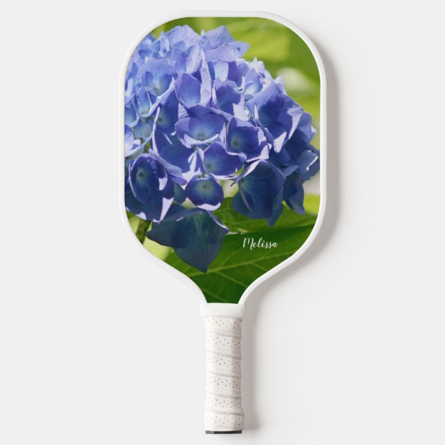 Blue Hydrangea Floral Personalisiert Pickleball Schläger (Vorderseite)