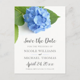 Blue Hydrangea Floral Save the Date Ankündigungspostkarte