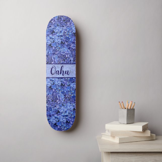Blue Hydrangea Floral Skate Board Skateboard (Wandkunst)