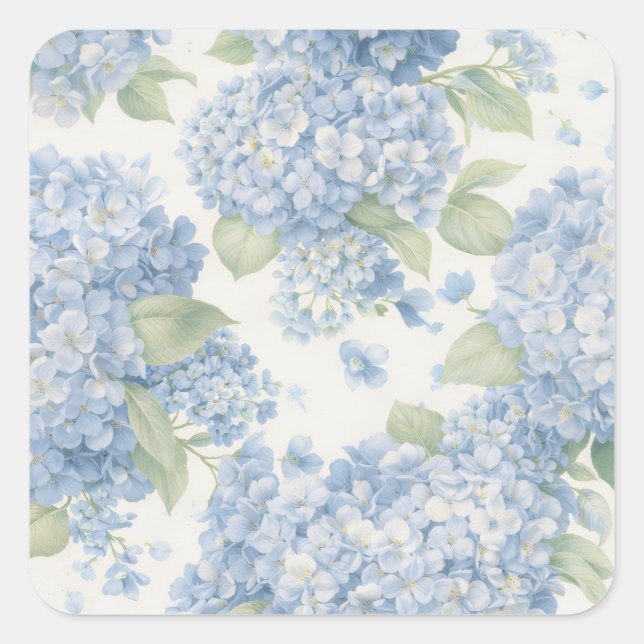 Blue Hydrangea Floral Sticker • Coastal Gift (Vorderseite)