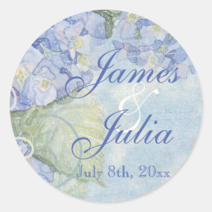 Blue Hydrangea Floral Swirl Gefallen Geschenkaufkl Runder Aufkleber