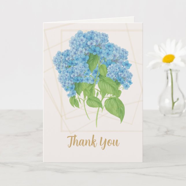 Blue Hydrangea Floral | Thank You  Karte (Kleine Pflanze)