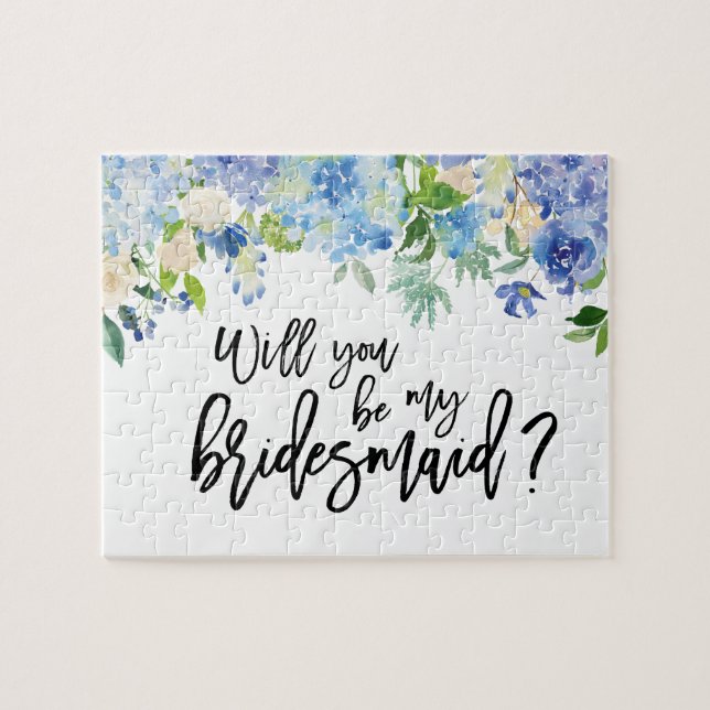 Blue Hydrangea Floral | Vorschlag von Bridesmaid P Puzzle (Horizontal)