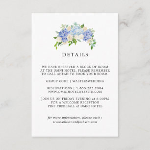 Blue Hydrangea Floral Wedding Details Cards Begleitkarte