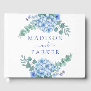 Blue Hydrangea Floral Wedding Gästebuch