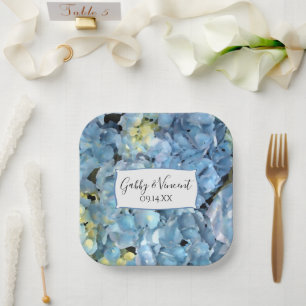 Blue Hydrangea Floral Wedding Pappteller