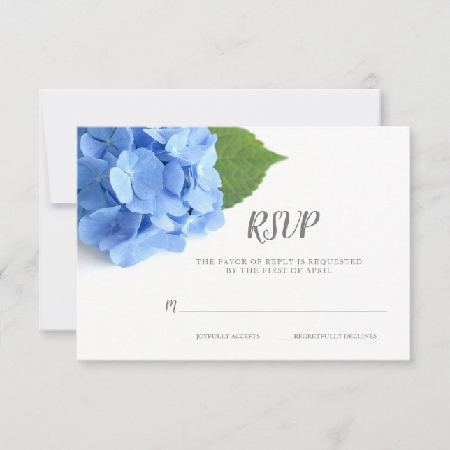 Blue Hydrangea Floral Wedding RSVP Karte (Vorderseite)