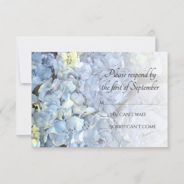 Blue Hydrangea Floral Wedding RSVP Response Karte (Vorderseite)