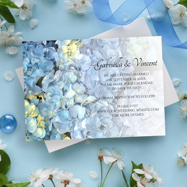 Blue Hydrangea floral Wedding Save the Date (Von Creator hochgeladen)