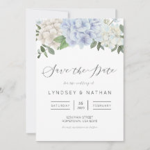 Blue Hydrangea floral Wedding Save the Date