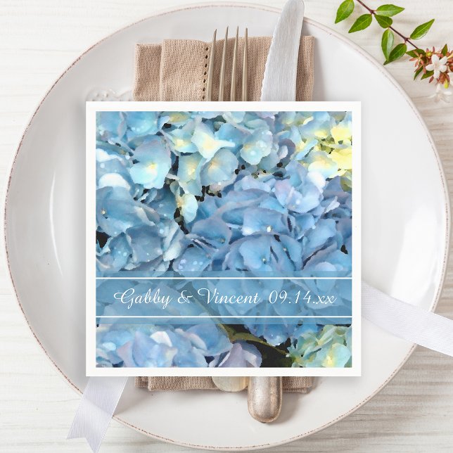 Blue Hydrangea Floral Wedding Serviette (Von Creator hochgeladen)