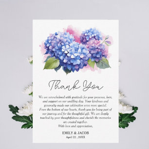 Blue Hydrangea Floral Wedding Theme Dankeskarte