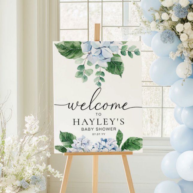 Blue Hydrangea Floral Welcome Sign Poster (Von Creator hochgeladen)
