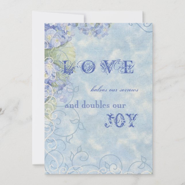 Blue Hydrangea Floral Wirbel - Einladung zur Hochz (Vorderseite)