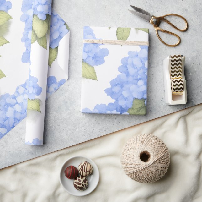 Blue Hydrangea Floral Wrapping Paper – Boutique  Geschenkpapier (Basteln)