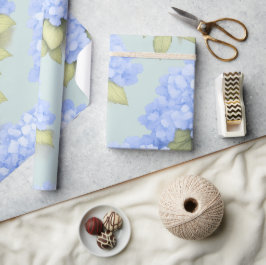 Blue Hydrangea Floral Wrapping Paper Geschenkpapier