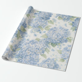 Blue Hydrangea Flower Blooms Gift Wrap Geschenkpapier