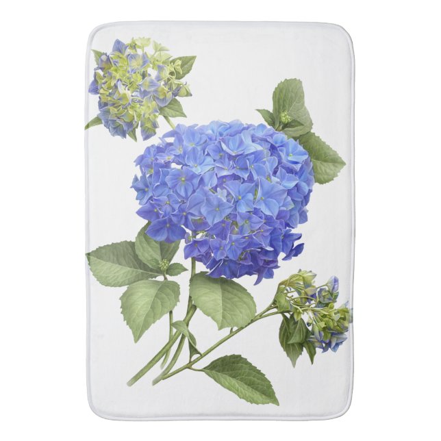 Blue Hydrangea Flower Botanical Art Badematte (Vorderseite Vertikal)