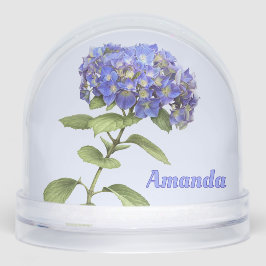 Blue Hydrangea Flower Botanical Art Personalized Schneekugeln