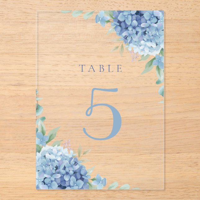 blue hydrangea flowers table 5 acryleinladungen (Vorderseite)