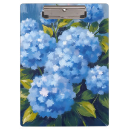 Blue Hydrangea Flowers Watercolor Floral Klemmbrett
