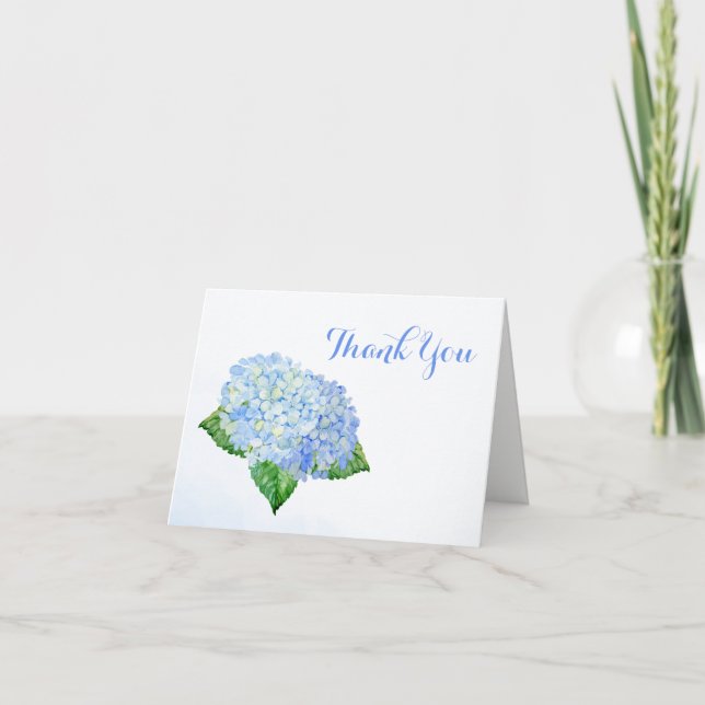 Blue Hydrangea Flowers Wedding Dankeskarte (Vorderseite)