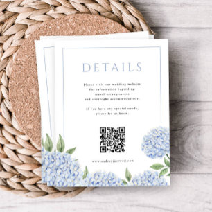 Blue Hydrangea Frame Detail QR Code Begleitkarte