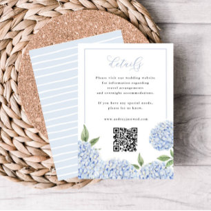 Blue Hydrangea Frame Script Details QR Code Klein Begleitkarte