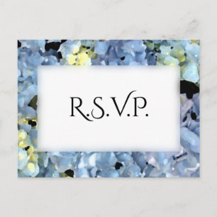 Blue Hydrangea Frame Wedding RSVP Response Einladungspostkarte