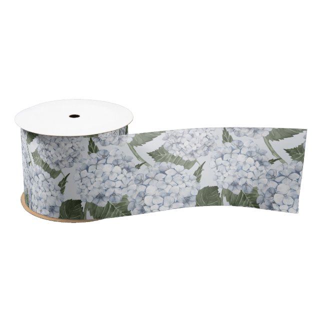 Blue Hydrangea Garden Floral  Satinband (Spule)