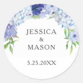 Blue Hydrangea Gastgeschenk Hochzeit Gift Stickers