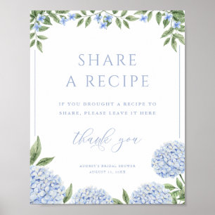 Blue Hydrangea gemeinsam mit einer Rezept-Dusche Poster