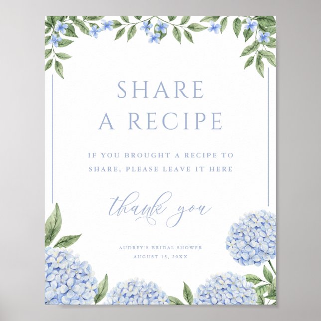 Blue Hydrangea gemeinsam mit einer Rezept-Dusche Poster (Vorne)