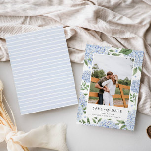 Blue Hydrangea Gerahmtes Foto Save the Date Einladung