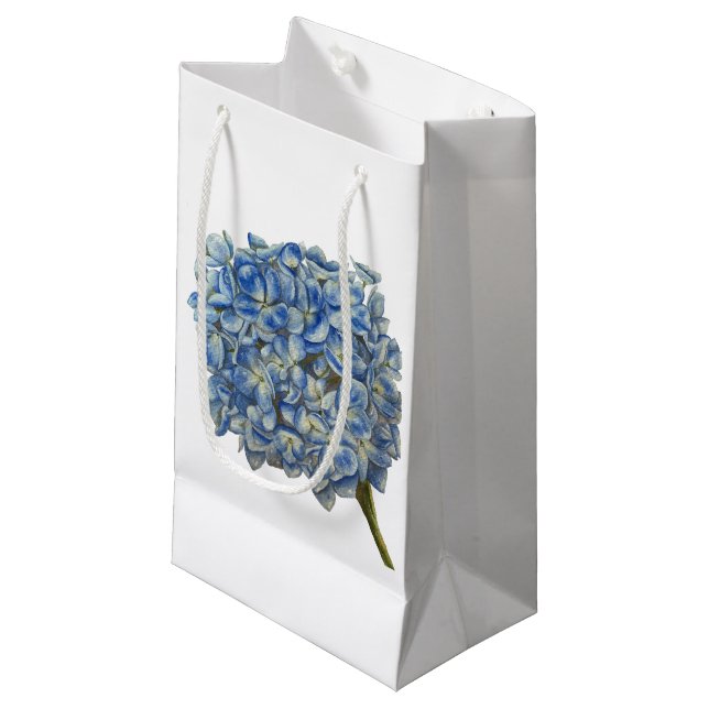 Blue Hydrangea Geschenktasche Kleine Geschenktüte (Vorderseite Schrägansicht)
