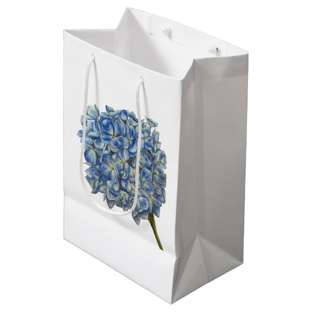 Blue Hydrangea Geschenktasche Mittlere Geschenktüte (Vorderseite Schrägansicht)