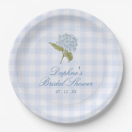 Blue Hydrangea Gingham Bridal Shower Pappteller