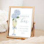 Blue Hydrangea, Gold Mimosa Bar Dusche Poster<br><div class="desc">Ändern Sie die Anweisungen und personalisieren Sie die Vorlage.</div>