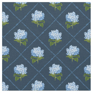 Blue Hydrangea Grandmillennial Navy Blue Stoff